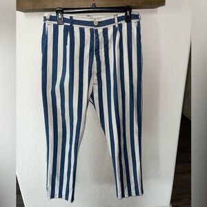 Sunnei|Nautical Blue & White Pinstripe Trouser Pants••Beachy Boho Vibes-Designer